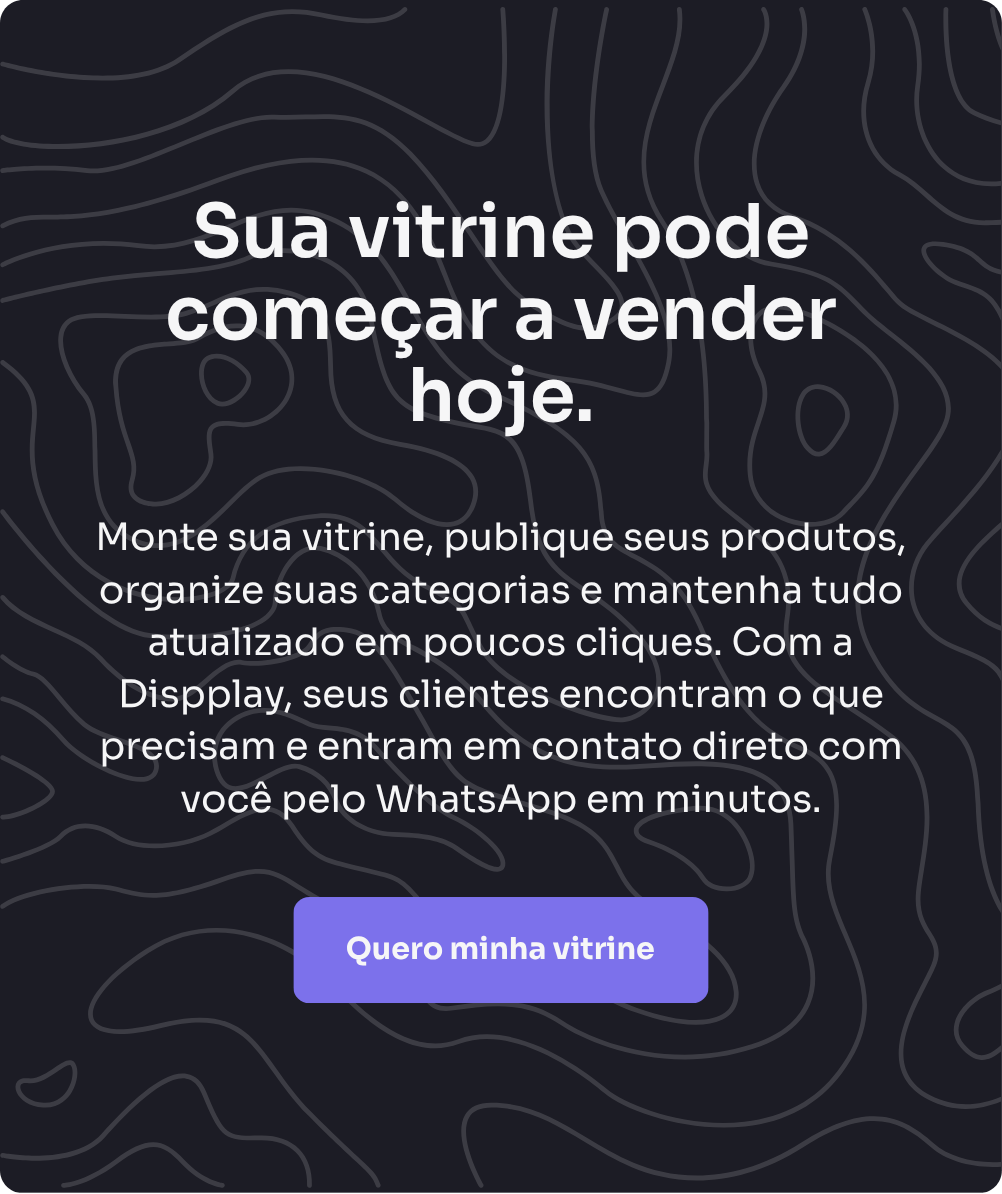 Banner para lojistas criarem sua vitrine na Dispplay