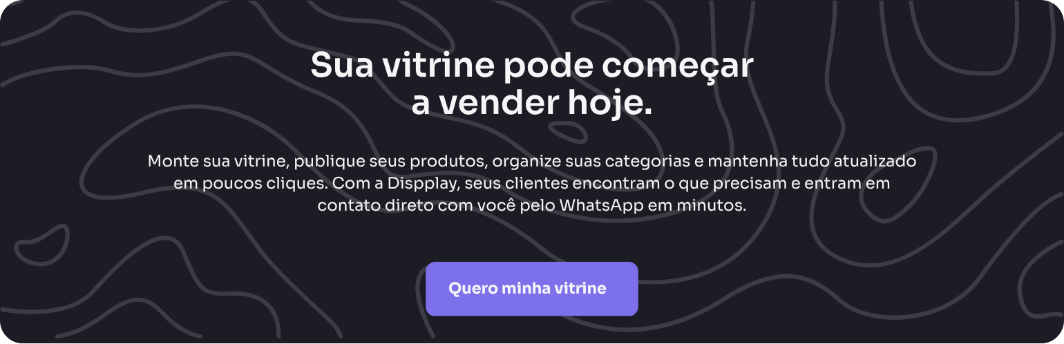 Banner para lojistas criarem sua vitrine na Dispplay